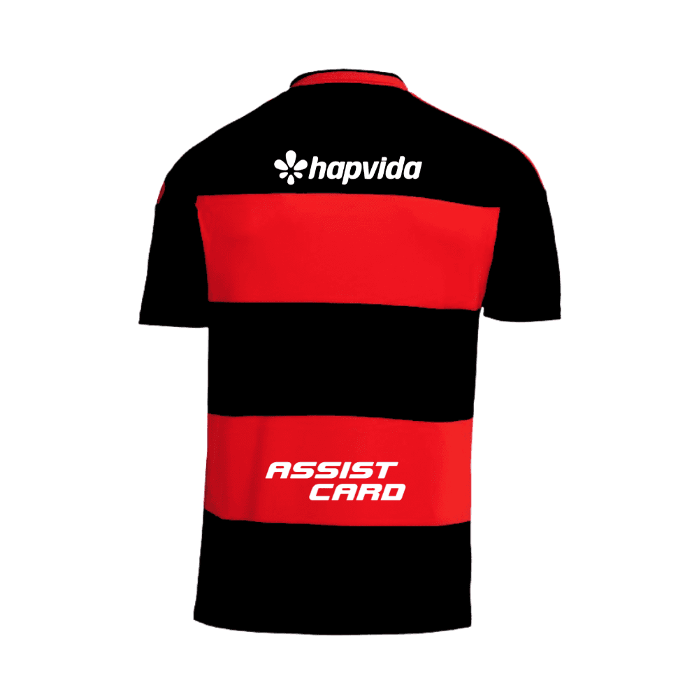 Camisa Vermelha e Preta | Manto Jogo 1 2026 | Todos os Patchs de Campeão Com Patrocínios | Feminino 2