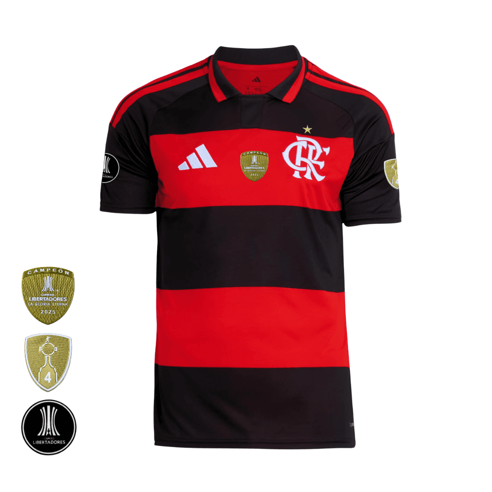 Camisa Vermelha e Preta | Manto Jogo 1 2026 | Libertadores Sem Patrocínios