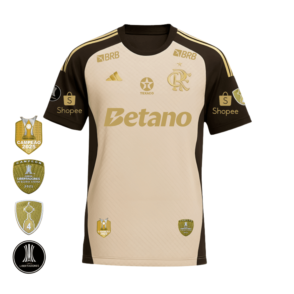 Camisa Polo Treino Comissão 2026 | Todos os Patchs de Campeão Com Patrocínios