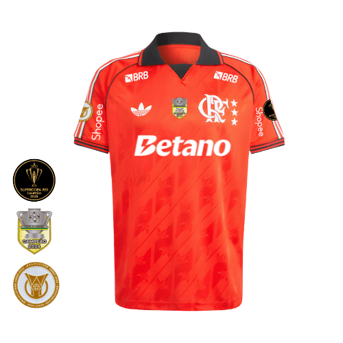 Camisa Flamengo Vermelha | Freestyle 2025 | Brasileirão Com Patrocínios