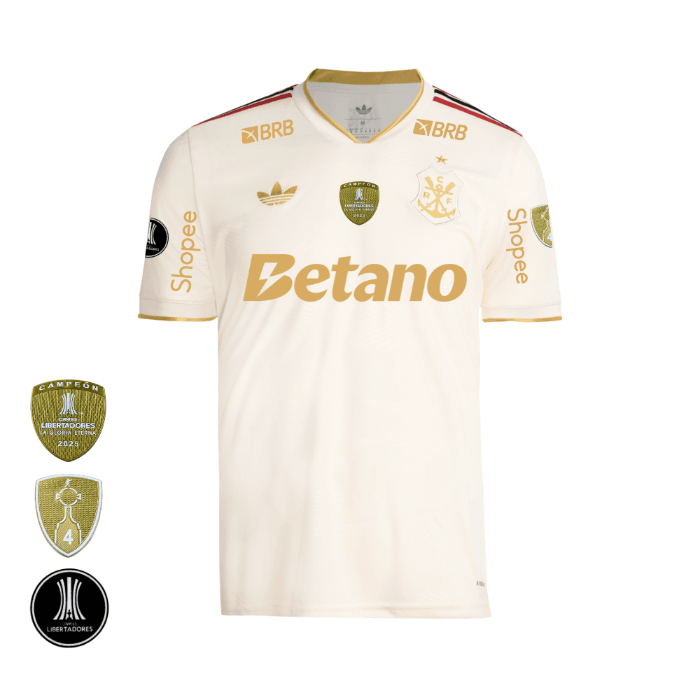 Camisa Flamengo Dourada | Jogo 3 2026 | Libertadores Com Patrocínios